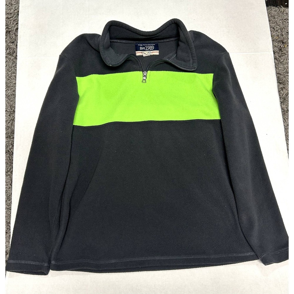 Childrens Place Black and Green 1/4 Zip fleece pull over XL (14)